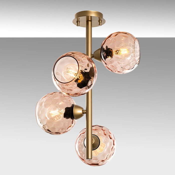 Opviq Benek - 15 - 14503 Lámpara de Araña Rosa y Dorado